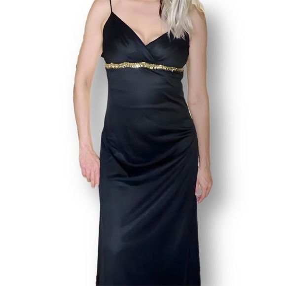 Frederick's of Hollywood Dresses & Skirts - 🐅Vintage 90’s Fredricks of Hollywood Mesh Black Diamond & Gold Rhinestones Gown